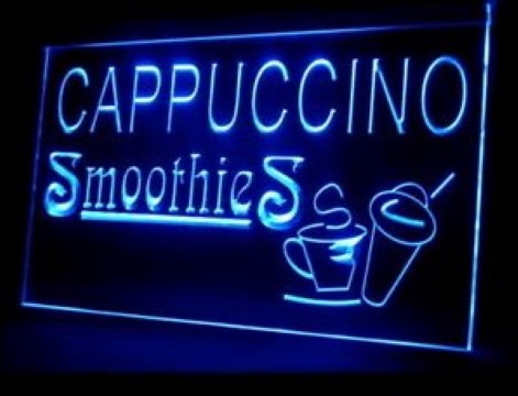 Cappuccino Smoothies Cold Drink Shop LED Neon Sign